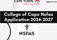 College of Cape Nsfas Application 2026-2027