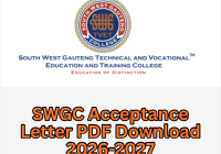 SWGC Acceptance Letter PDF Download 2026-2027
